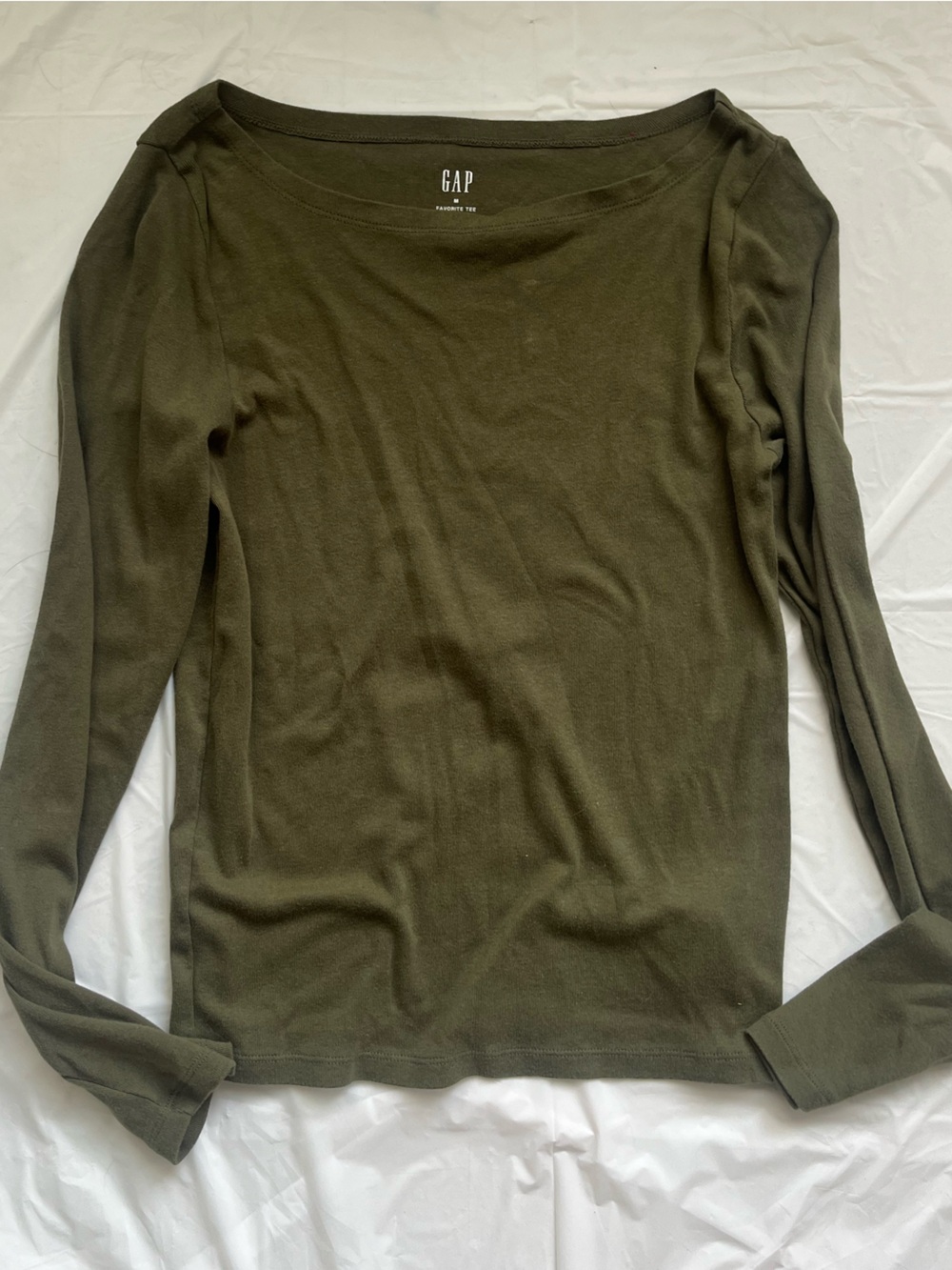 GAP Olive Green Favorite Tee Ribbed Top Womens M Fall Cozy Casual